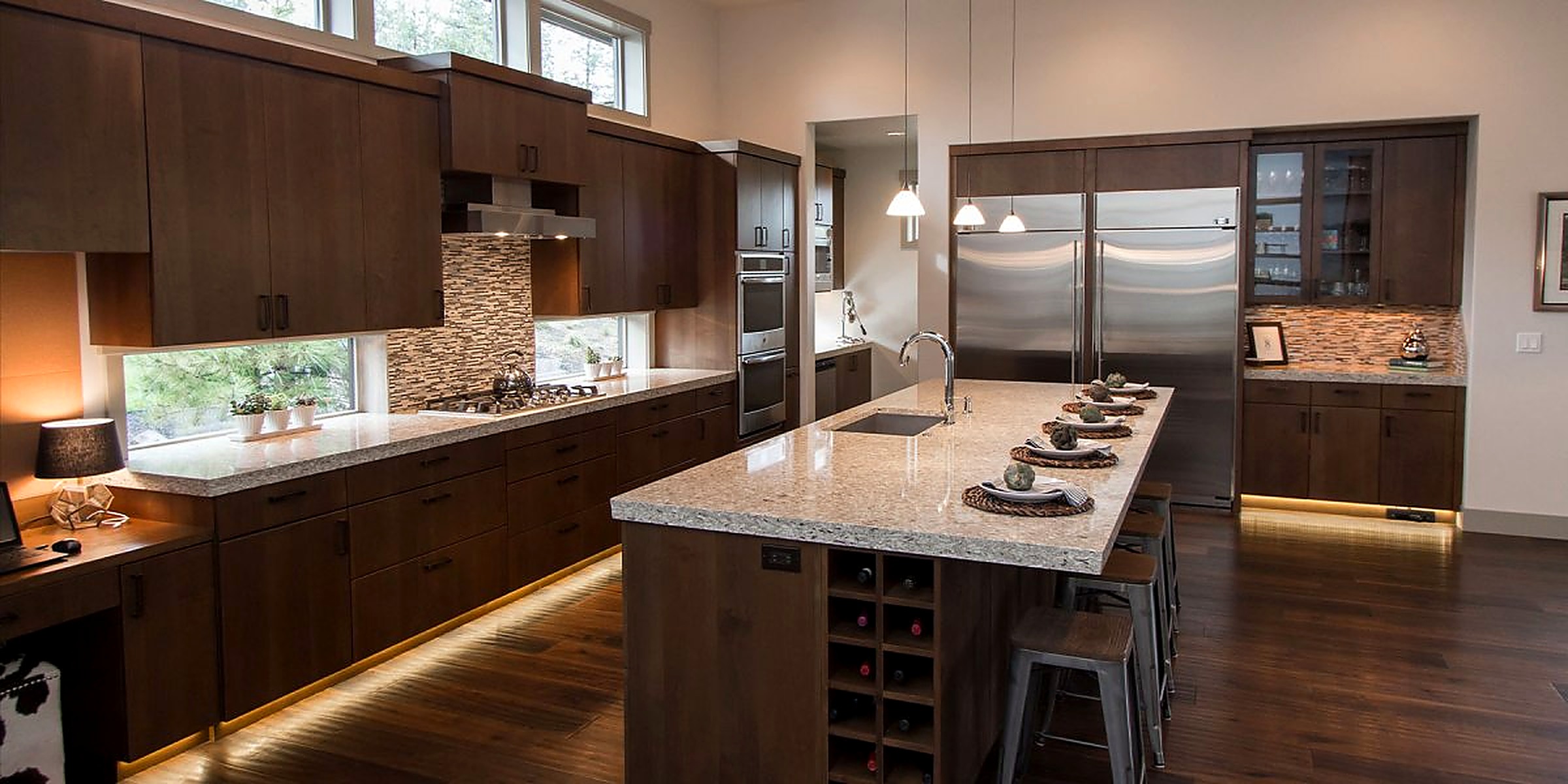 Luxury kitchen with custom cabinetry and granite countertops